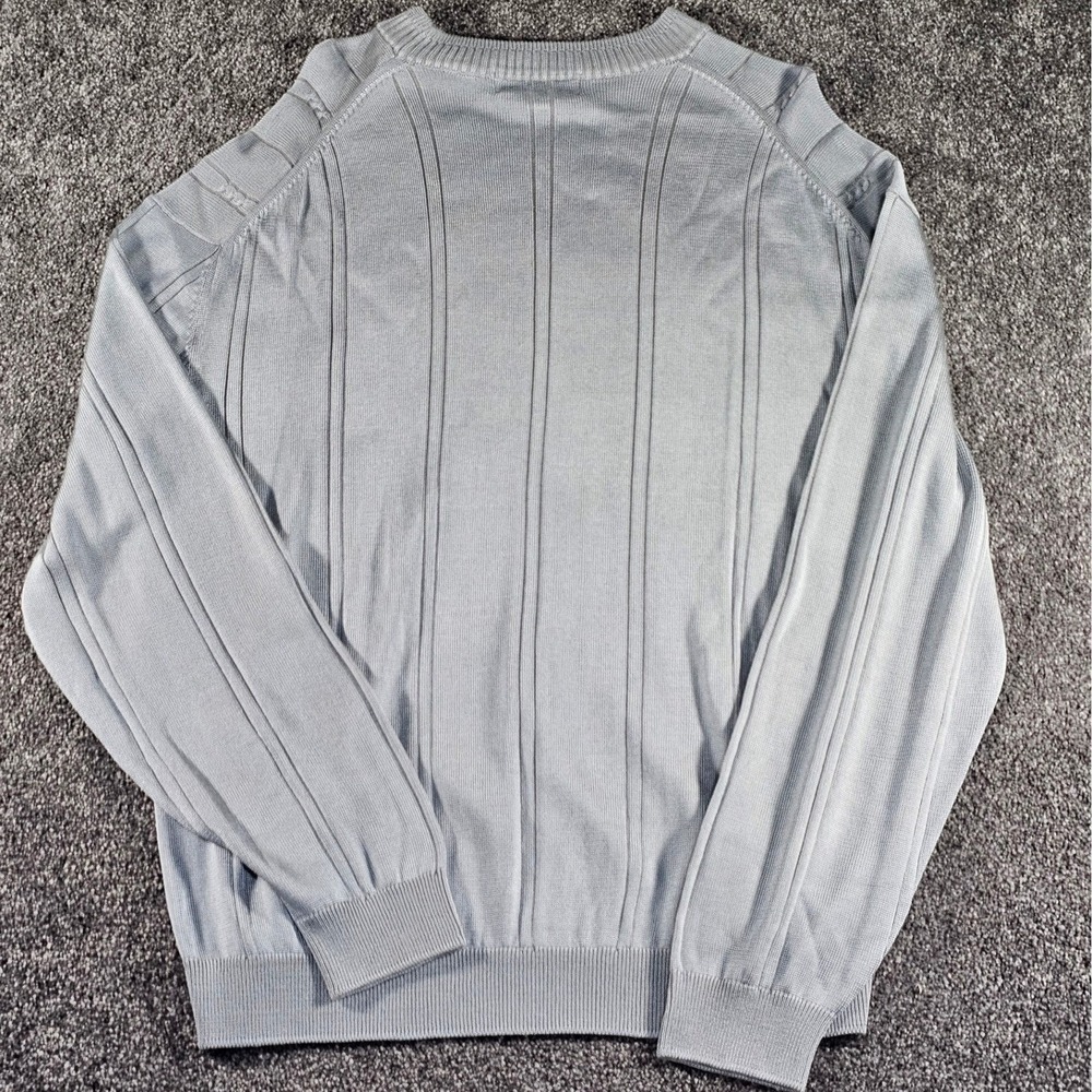 Vintage Pronto Uomo Sweater Mens‎ XL shine Gray Ribbed Cable Knit 90s  Crew Neck